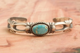 Genuine Sleeping Beauty Turquoise Sterling Silver Bracelet